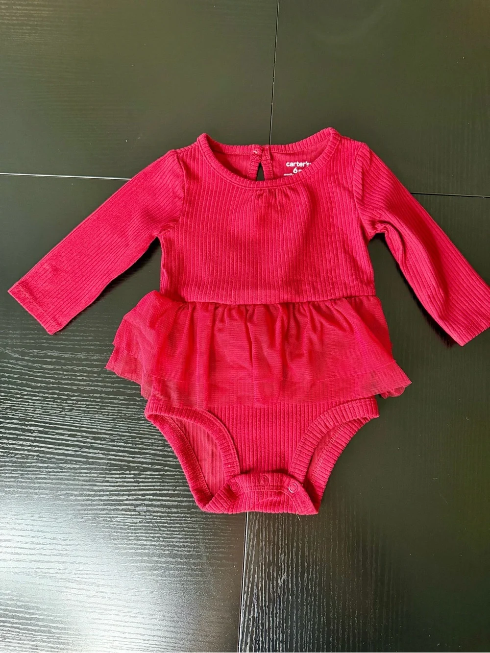 Carter's Red Long-Sleeve Tulle Tutu Bodysuit